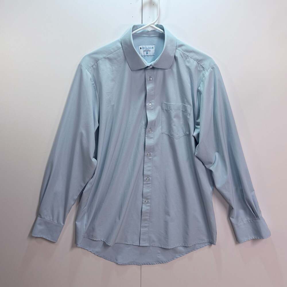 &Collar Athletic Performance Dress Shirt Light Blue Size M